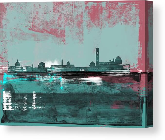 Florence Canvas Print featuring the mixed media Florence Abstract Skyline II by Naxart Studio