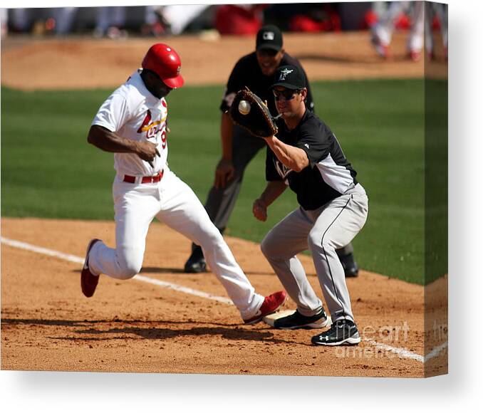 St. Louis Cardinals Canvas Print featuring the photograph Florida Marlins V St. Louis Cardinals by Marc Serota