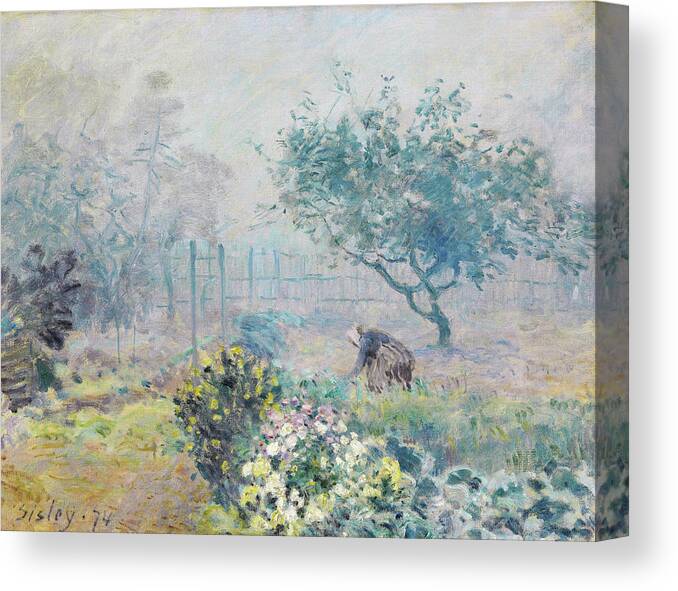 Alfred Sisley Canvas Print featuring the painting Fog, Voisins - Digital Remastered Edition by Alfred Sisley