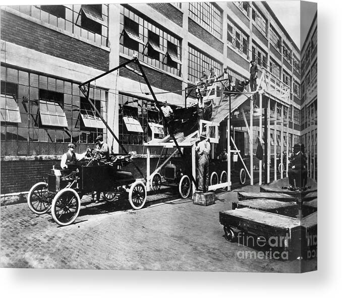 People Canvas Print featuring the photograph Ford Motor Company Assembles by Bettmann