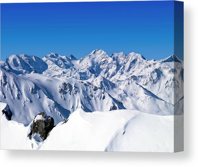Scenics Canvas Print featuring the photograph Glacier Pizzo Bernina 4049 Mt by Creativaimage