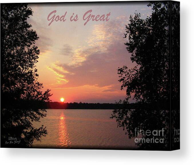  Canvas Print featuring the mixed media God is Great by Lori Tondini