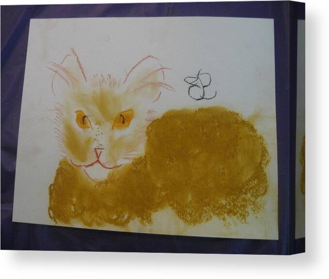 Cat Canvas Print featuring the drawing Golden Cat by AJ Brown