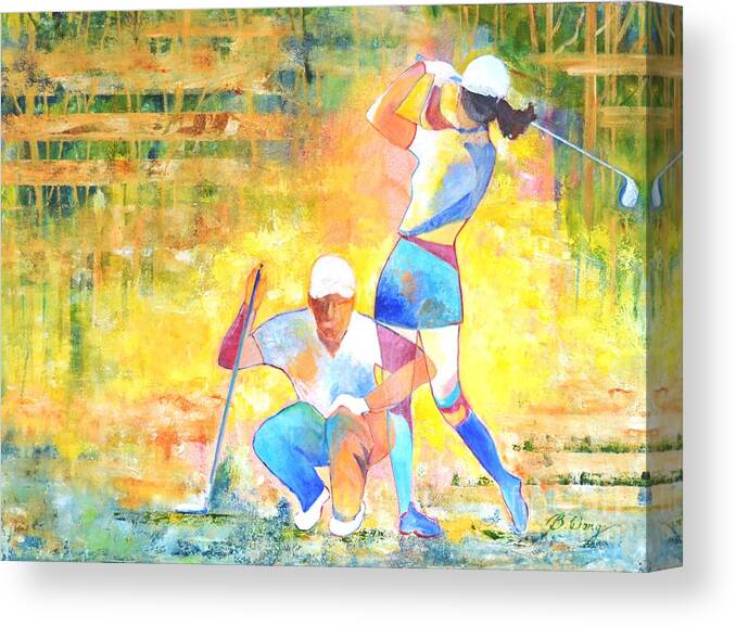 Golf Canvas Print featuring the painting Golf Maniac by Betty M M Wong