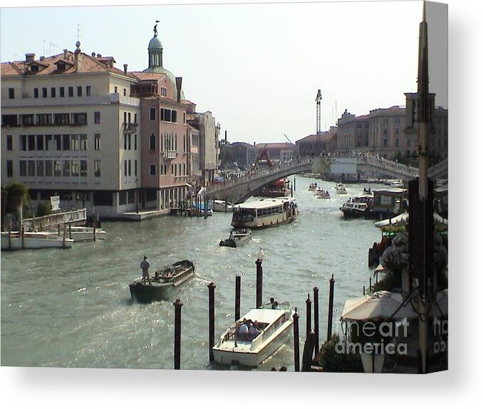 Venice Canvas Print featuring the photograph Grand Canal Venice Italy Panoramic View by John Shiron