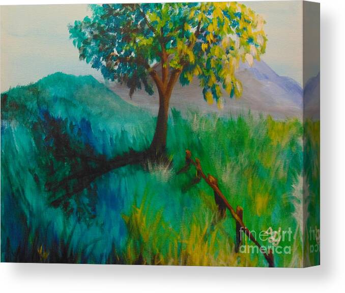 Green Canvas Print featuring the painting Green Pastures by Saundra Johnson