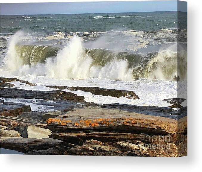 Winter Canvas Print featuring the painting High Surf Warning by Jeanette French