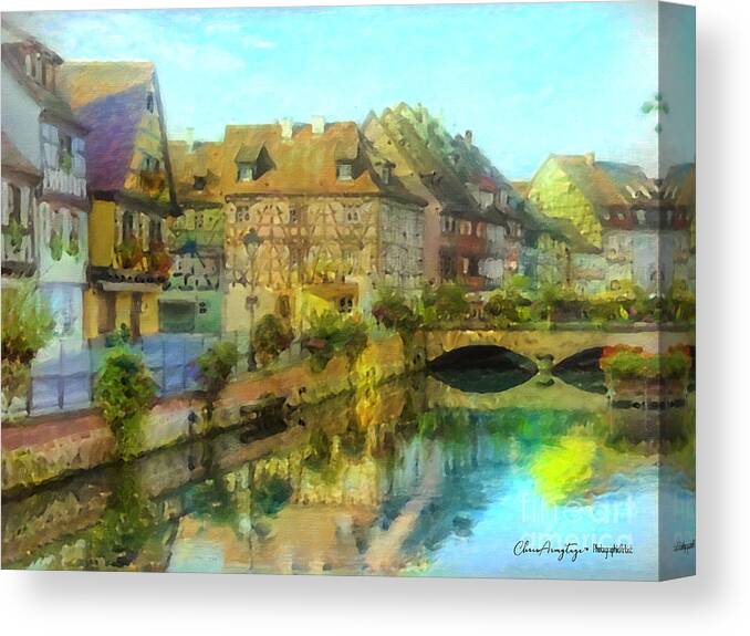 Vintage Canvas Print featuring the painting Historic Village on the Rhine by Chris Armytage