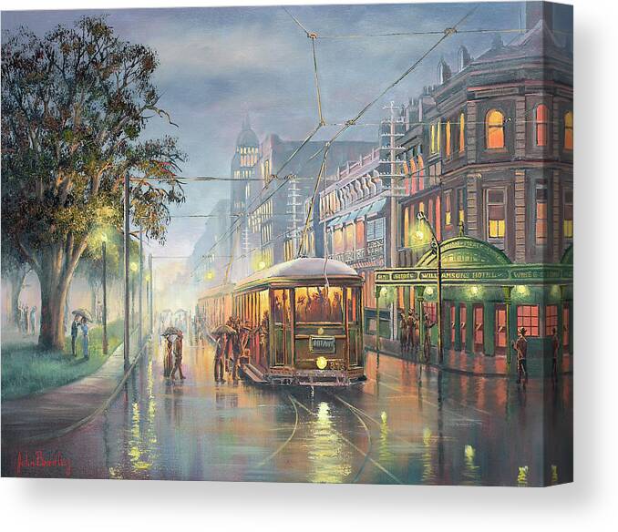 Raining Canvas Print featuring the painting Home On The Rattler by John Bradley