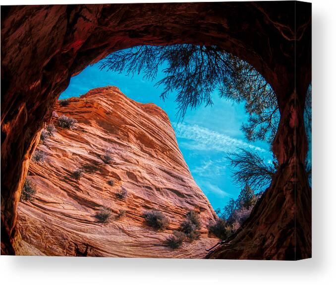 Mountains Canvas Print featuring the photograph Inside A Cave Of Zion National Park by Anchor Lee