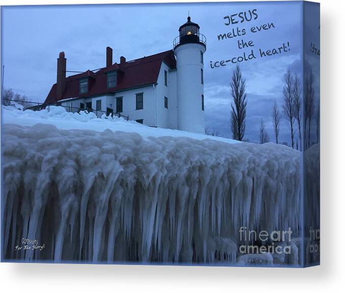  Canvas Print featuring the mixed media Jesus ice by Lori Tondini