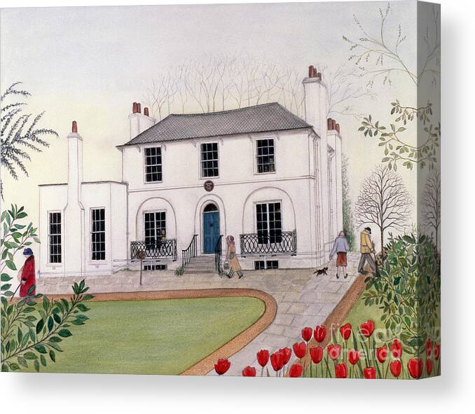 Home Canvas Print featuring the painting Keats House, Hampstead by Gillian Lawson