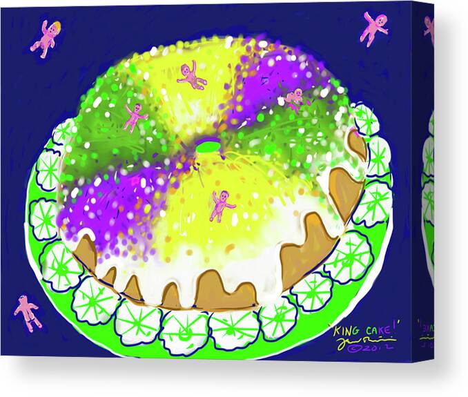 King Cake Canvas Print featuring the digital art King Cake by Jean Pacheco Ravinski