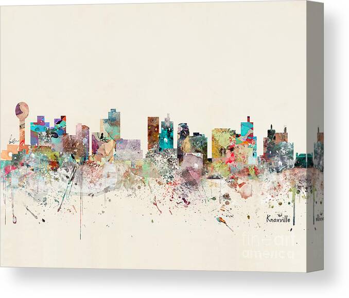 Knoxville Canvas Print featuring the painting Knoxville Tennessee Skyline by Bri Buckley