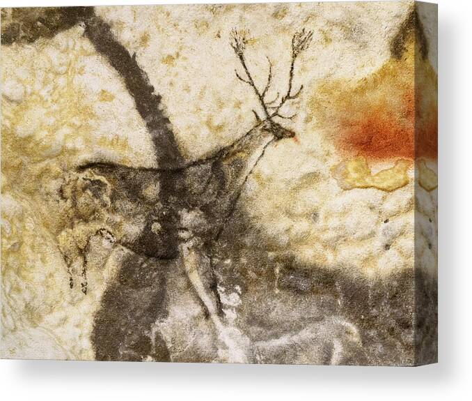 Lascaux Canvas Print featuring the digital art Lascaux Hall of the Bulls - Jumping Deer by Weston Westmoreland