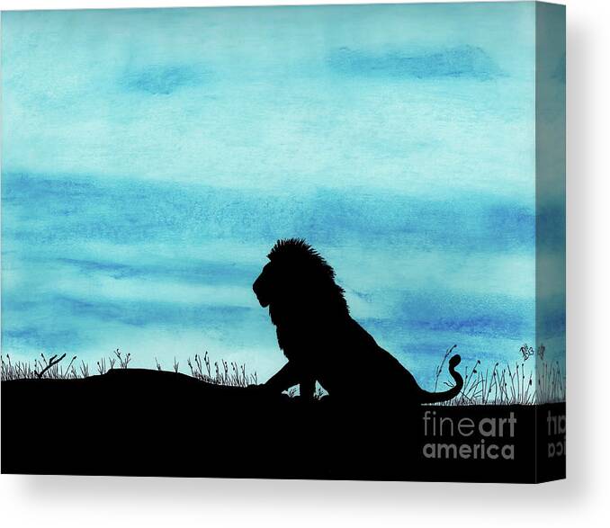 Lion Canvas Print featuring the drawing Leo At Sunset by D Hackett
