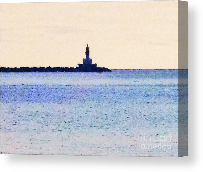 Michigan Canvas Print featuring the digital art Lighthouse On Lake by Phil Perkins