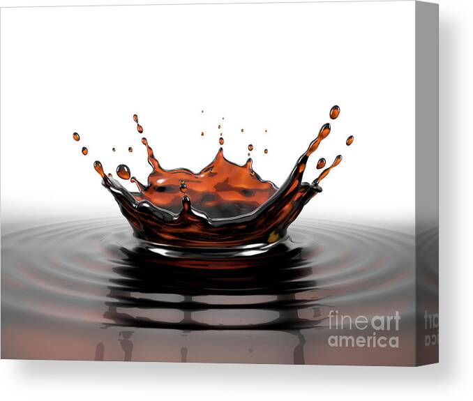 Coffee Canvas Print featuring the photograph Liquid Coffee Crown Splash by Leonello Calvetti/science Photo Library
