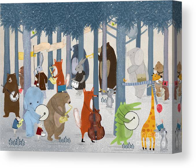Music Canvas Print featuring the painting Little Nature Parade by Bri Buckley