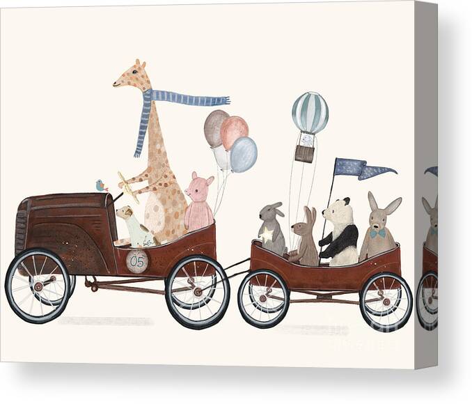 Nursery Art Canvas Print featuring the painting Little Play Day by Bri Buckley
