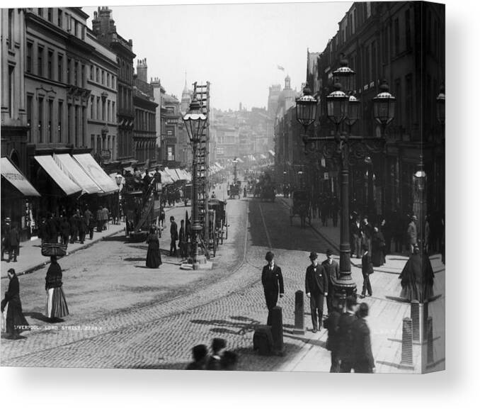 People Canvas Print featuring the photograph Lord Street by London Stereoscopic Company