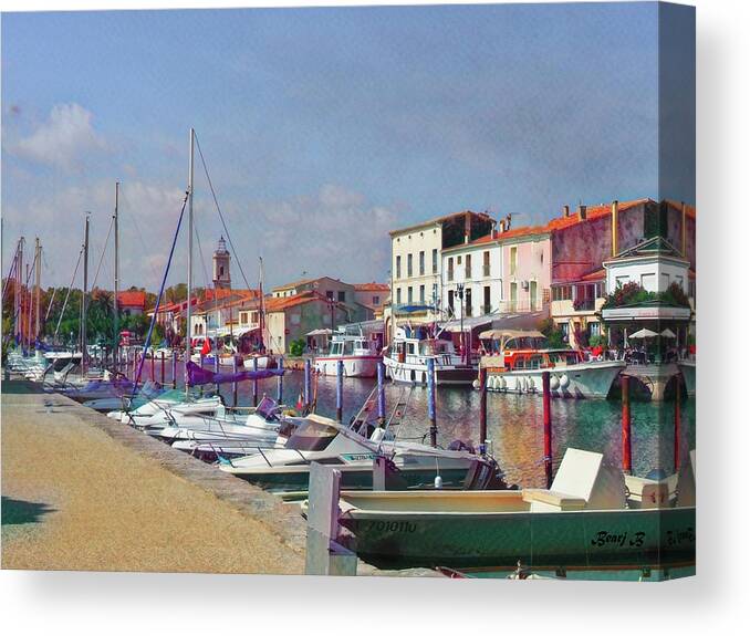 Marseillan Canvas Print featuring the photograph Marseillan Canal by Bearj B Photo Art