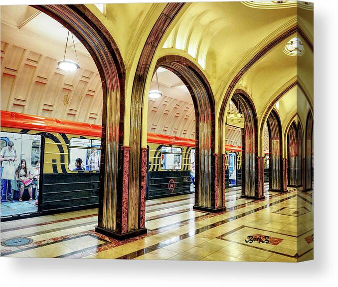 Metro Canvas Print featuring the photograph Mayakovskaya Station by Bearj B Photo Art