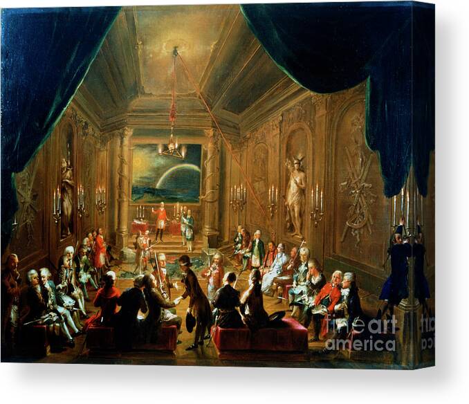 People Canvas Print featuring the drawing Meeting Of The Masonic Lodge, Vienna by Print Collector
