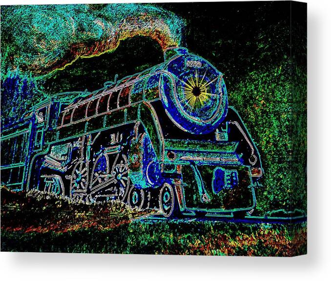 Trains Canvas Print featuring the digital art Midnight Express by Pj LockhArt