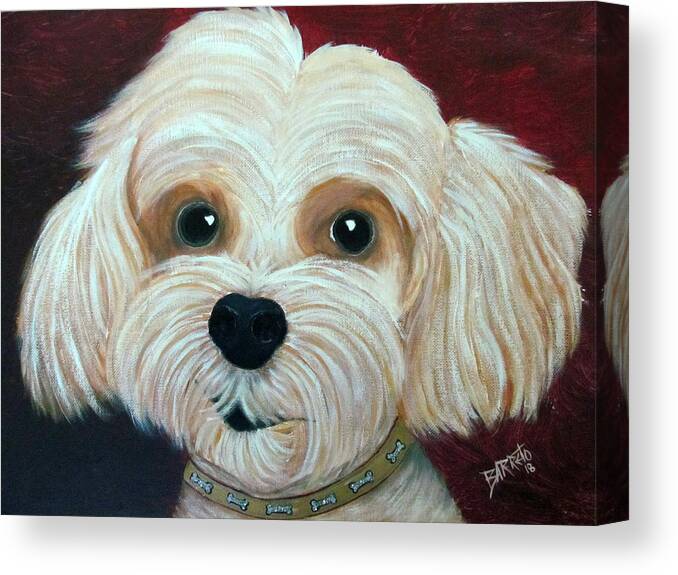 Dog Canvas Print featuring the painting Miko by Gloria E Barreto-Rodriguez