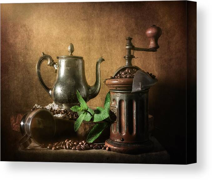 Coffee Canvas Print featuring the photograph Mint And Coffee by Cristiano Giani