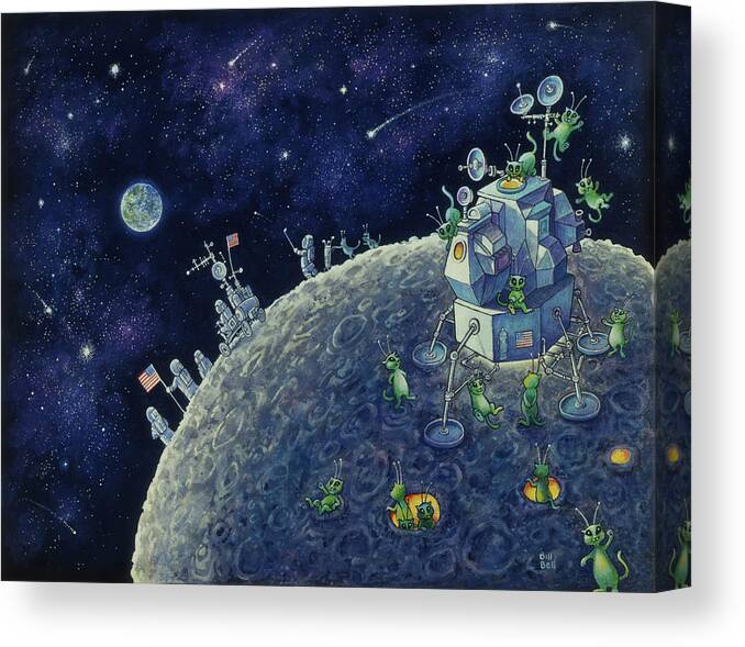 Moon Landing Canvas Print featuring the painting Moon Landing by Bill Bell