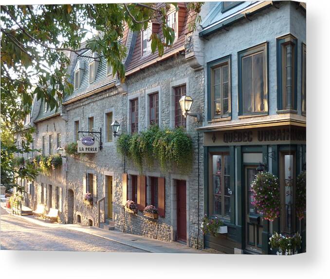 Quebec City Canvas Print featuring the photograph Sunrise in Lower Town Quebec City by Patricia Caron