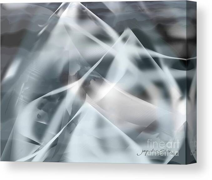 Abstract Canvas Print featuring the digital art Mountains in the Mist by Jacqueline Shuler