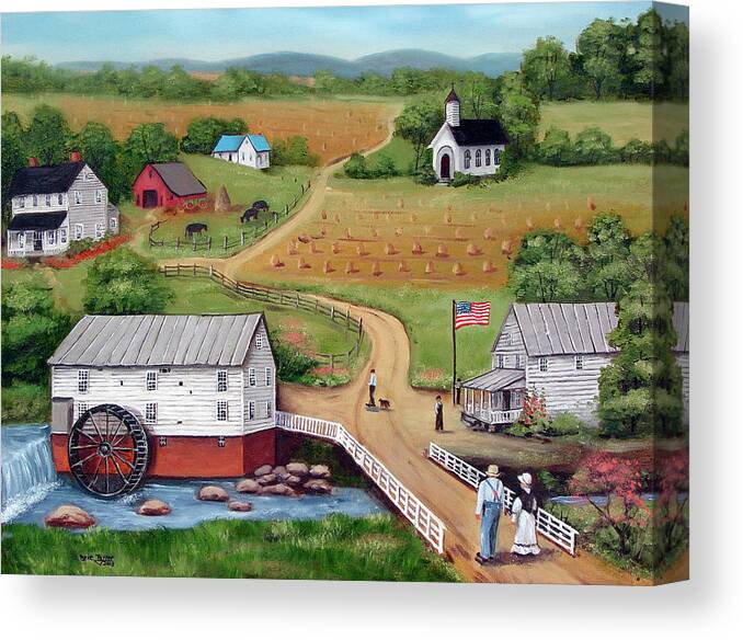 Murray's Mill The Past Canvas Print featuring the painting Murray's Mill The Past by Arie Reinhardt Taylor