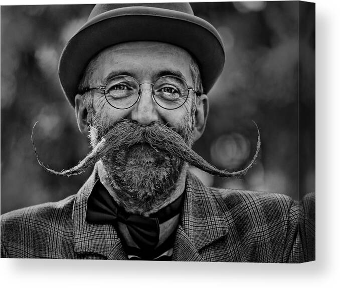 Beard Canvas Print featuring the photograph Mustache by Balazs Bartal