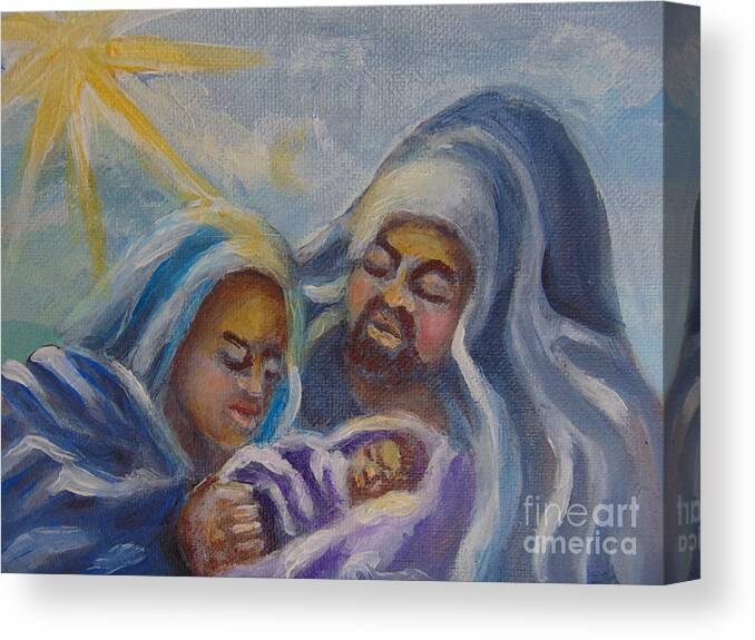 Nativity Canvas Print featuring the painting Nativity by Saundra Johnson