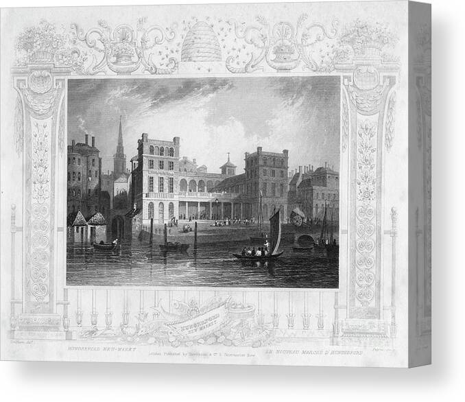 Engraving Canvas Print featuring the drawing New Hungerford Market, London, Mid 19th by Print Collector