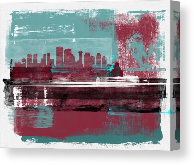 New Orleans Canvas Print featuring the mixed media New Orleans Abstract Skyline I by Naxart Studio