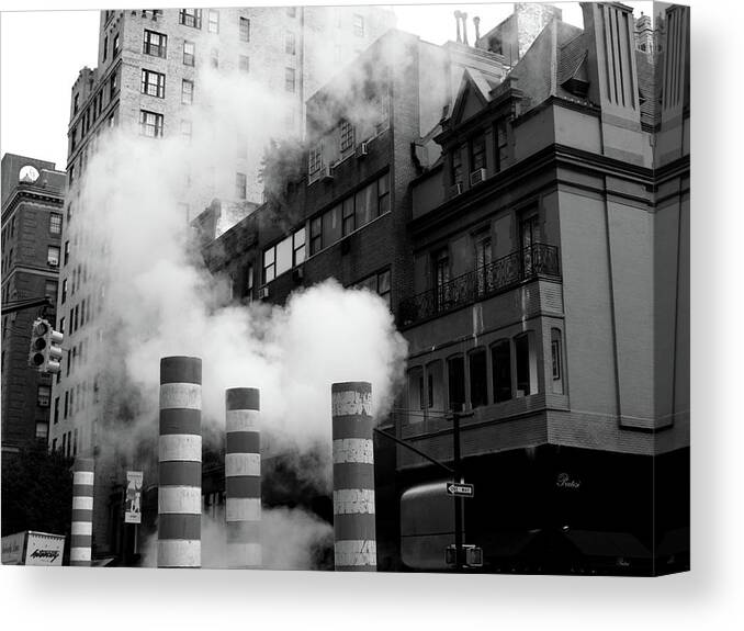 New York Canvas Print featuring the photograph New York, Steam by Edward Lee
