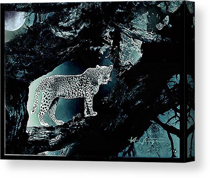 Hunter Canvas Print featuring the mixed media Night Hunter by Hartmut Jager