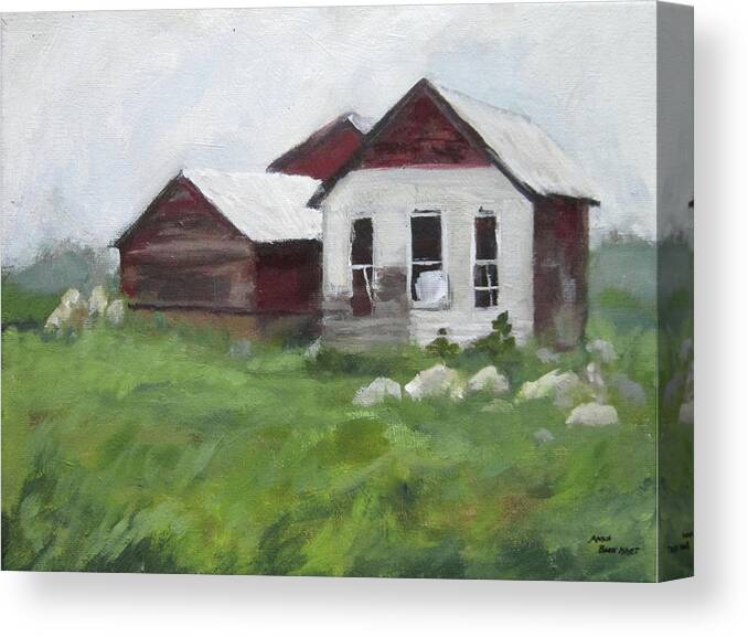 Landscape Canvas Print featuring the painting Old Farm Buildings by Anna Barnhart