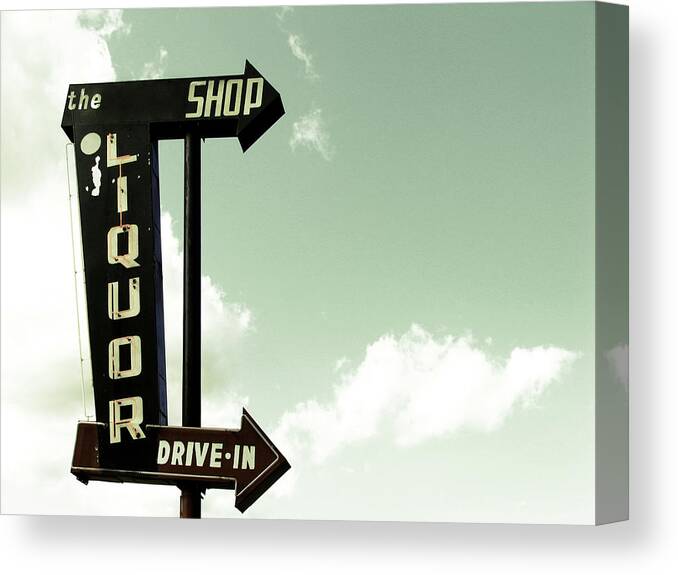 Alcohol Canvas Print featuring the photograph Old Liquor Store Sign by Kevinruss