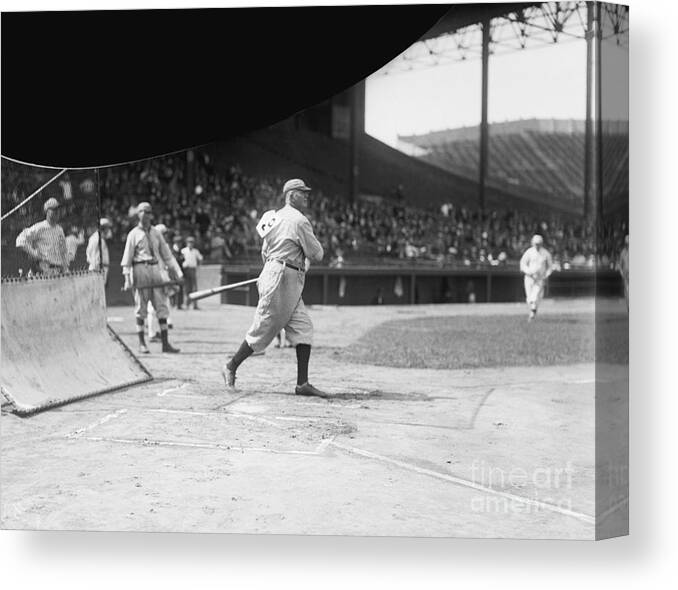 People Canvas Print featuring the photograph Older Cy Young In Post-swing Position by Bettmann