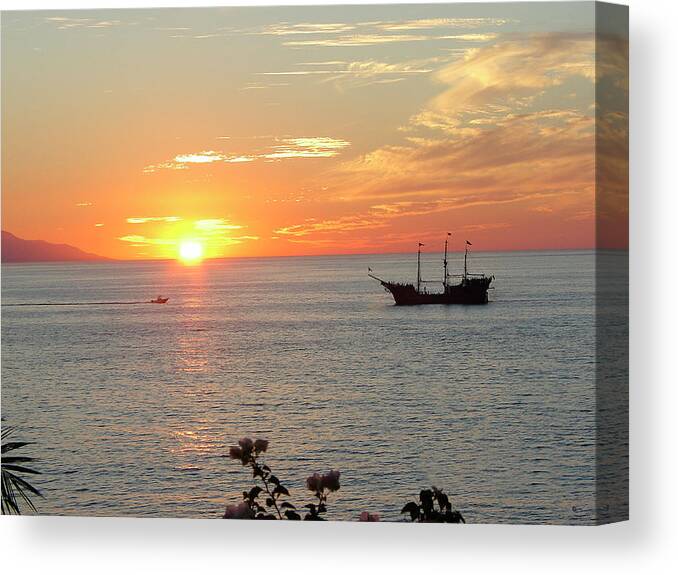 On The Ocean Canvas Print featuring the photograph On The Ocean by Audrey