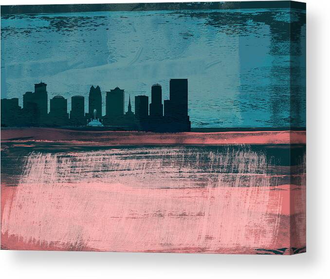Orlando Canvas Print featuring the mixed media Orlando Abstract Skyline II by Naxart Studio