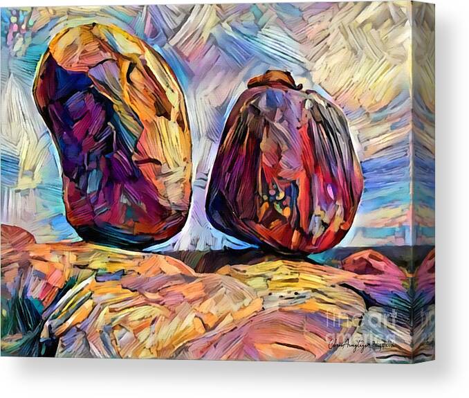 Devils Marbles Canvas Print featuring the digital art Outback Devils Marbles by Chris Armytage