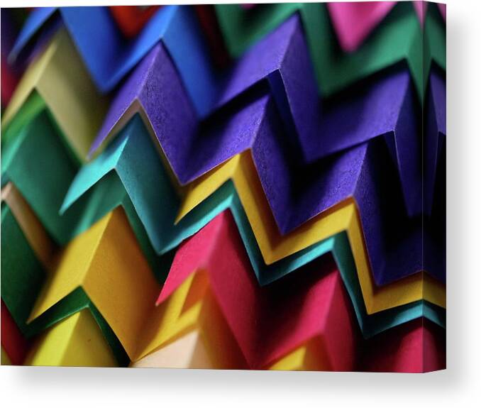 Zigzag Canvas Print featuring the photograph Paper Zigzag Tiles by Photo Ephemera