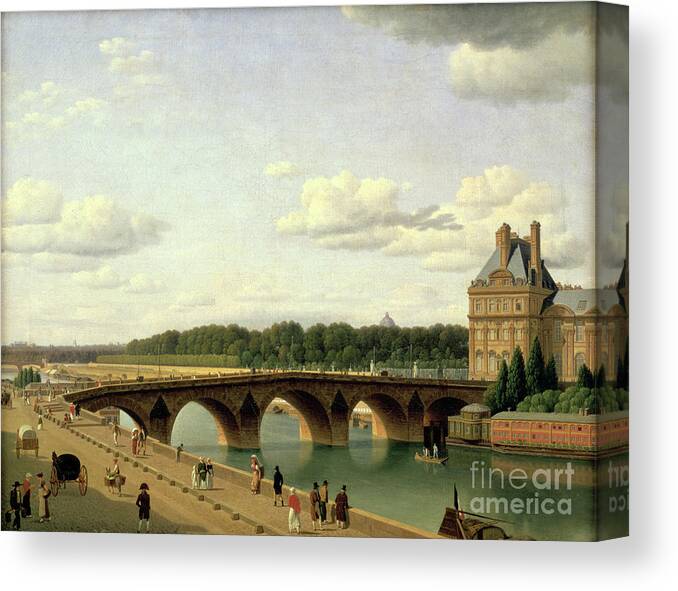 Tranquility Canvas Print featuring the drawing Paris, View Of The Pont Royal, Quai by Print Collector