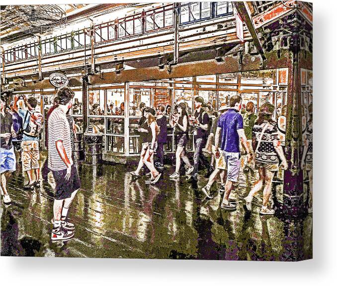Chelsea Canvas Print featuring the painting People walking through the Chelsea market 3 by Jeelan Clark